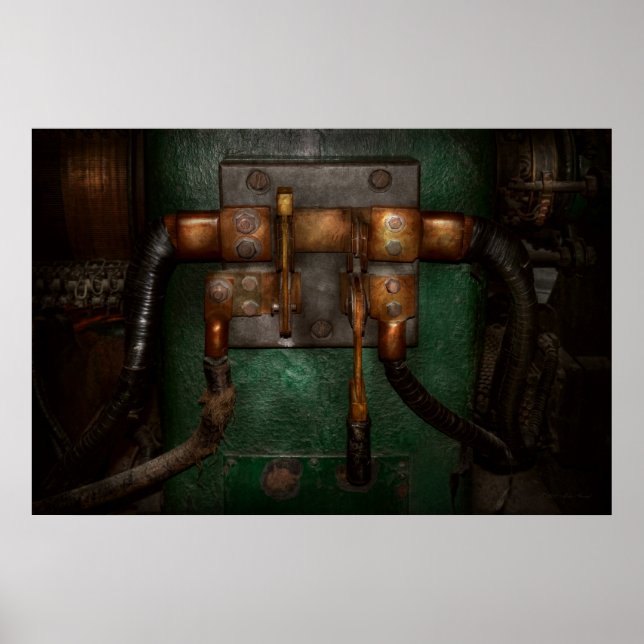 Poster Steampunk - Elétrico - Puxe a chave (Frente)