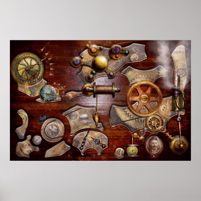 Poster Steampunk - Engrenagens - Engenharia reversa (Frente)