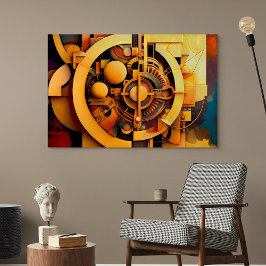 Poster Steampunk Golden Mechanism Abstract