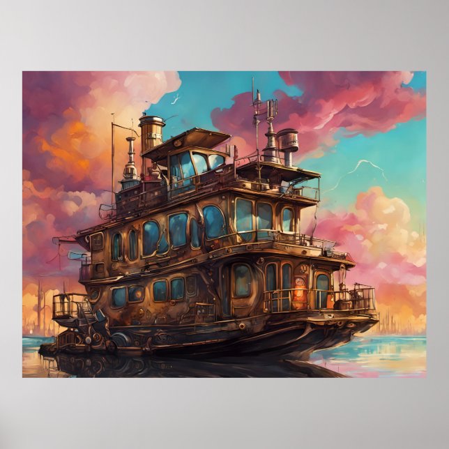 Poster Steampunk Houseboat (Frente)