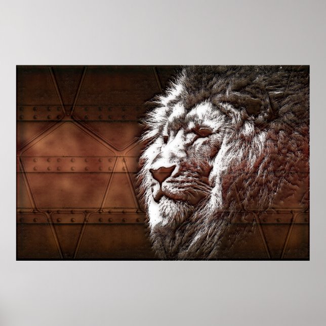 Poster Steampunk Lions Head Animal Original (Frente)