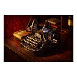 Póster Steampunk - Máquina de datilografia do Oliver