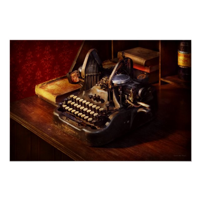 Póster Steampunk - máquina de escrever de Oliver (Frente)