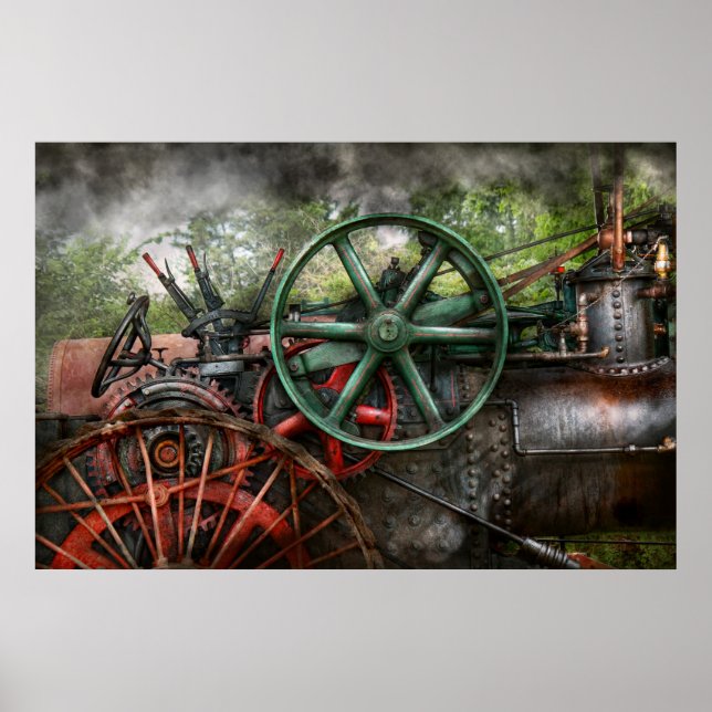 Poster Steampunk - Máquina - Transporte do futuro (Frente)