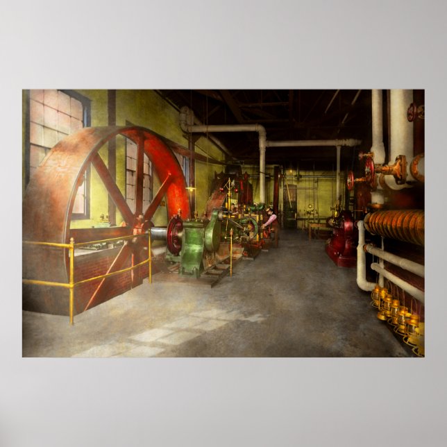 Poster Steampunk - Motor - Central Elétrica 1905 (Frente)