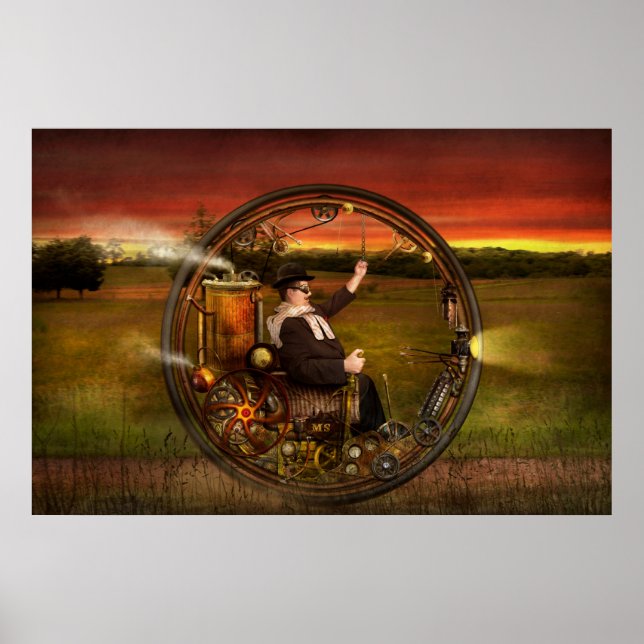 Póster Steampunk - O monovolante do cavalheiro (Frente)