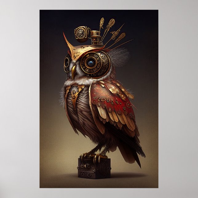 Poster Steampunk Owl (Frente)