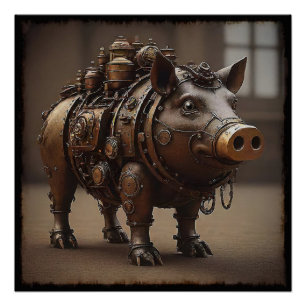 Póster Steampunk Pig I