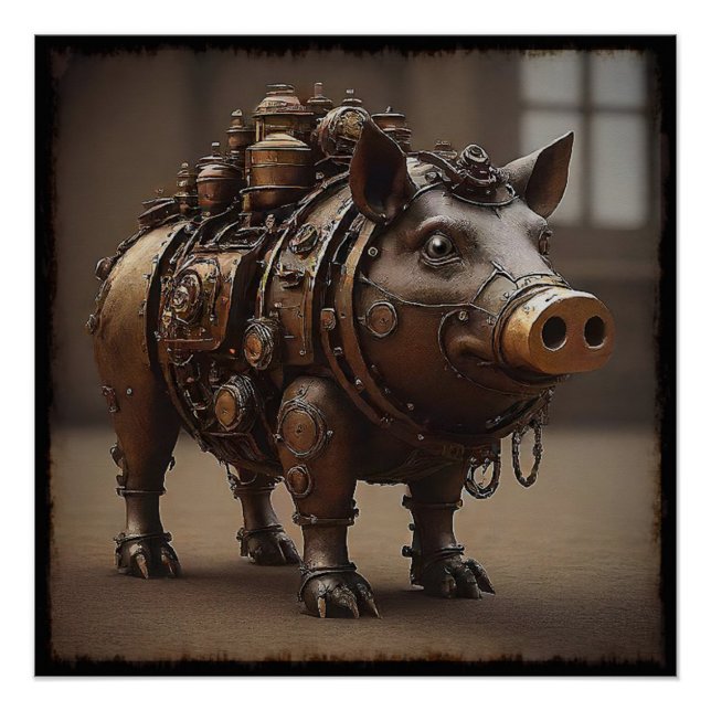 Póster Steampunk Pig I (Frente)