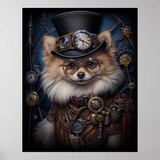 POSTER STEAMPUNK POMERANIAN (Frente)