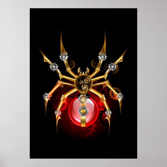 Poster Steampunk spider on black (Frente)