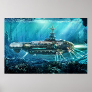 Poster Steampunk Submarine
