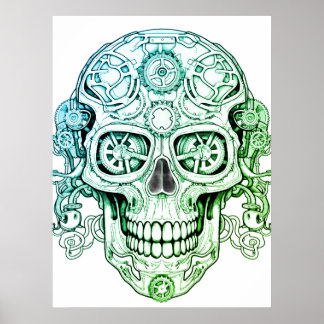 Poster Steampunk Sugar Skull Drawing Art for Adults Wall