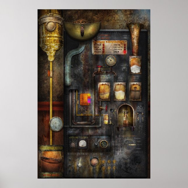 Póster Steampunk - Tudo isso para uma xícara de café (Frente)