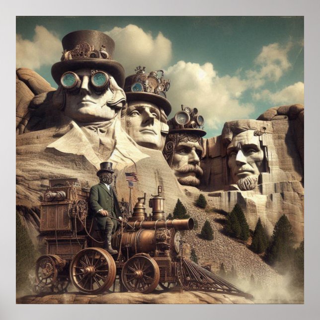 Poster Steampunk US Monument Monte Rushmore SD (Frente)