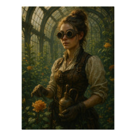 Póster Steampunk Victorian Gardener Art