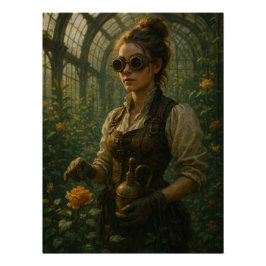Póster Steampunk Victorian Gardener Art