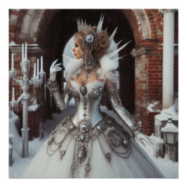 Póster Steampunk Victorian Industrial Winter Ice Queen