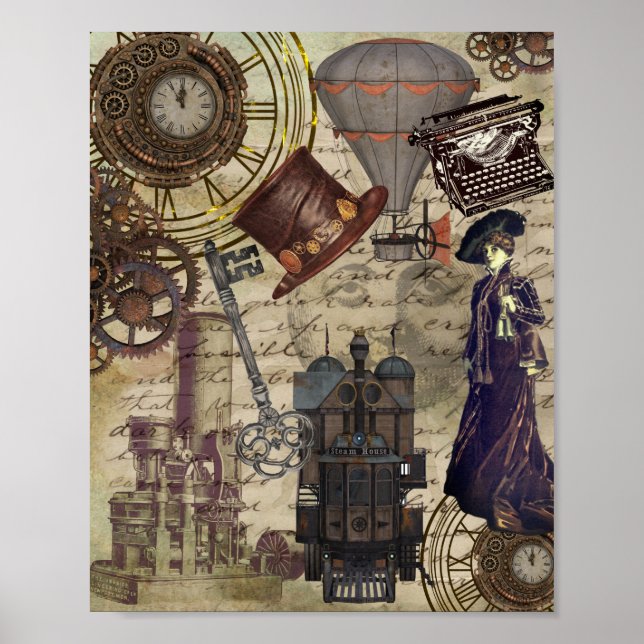 Poster Steampunk Vintage Industrial Victorian Dystopia (Frente)