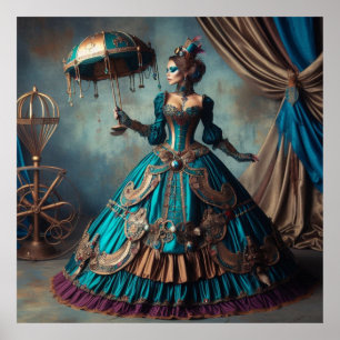 Poster Steampunk Vintage Victorian Lady Circus