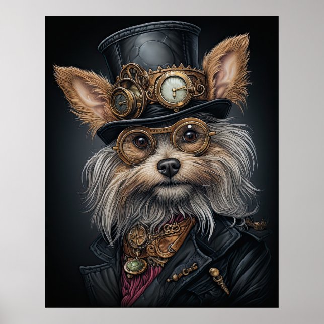 POSTER STEAMPUNK YORKSHIRE TERRIER (Frente)