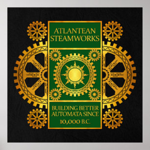 Póster Steamworks Atlantean - Dourado & verde no preto