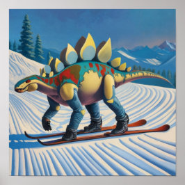 Poster Stego-Slopes: Skiing Stegosaurus Wall Art