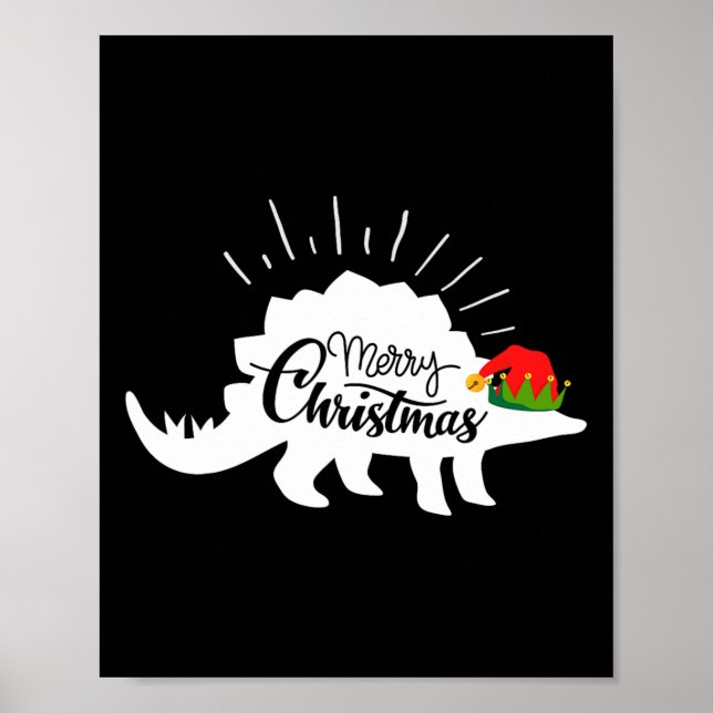 Poster Stegosaurus Feliz Natal Dinossauro Engraçado  (Frente)