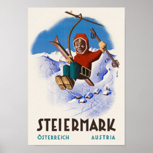 Poster Steiermark Austria Viagens vintage