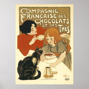 Póster Steinlen - gatos: DES Chocolats de Compagnie