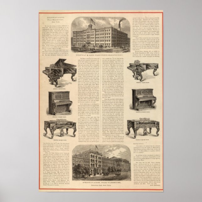 Póster Steinway e Sons, Fabricantes de Piano (Frente)