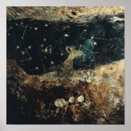 Poster Stellar Stag: Imagem Celestial nas Matizes da Terr