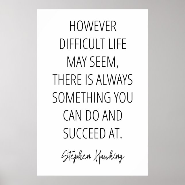 Poster Stephen Hawking Citação Inspiracional (Frente)