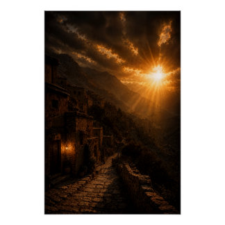 Póster Stepped Mountain Village Poster