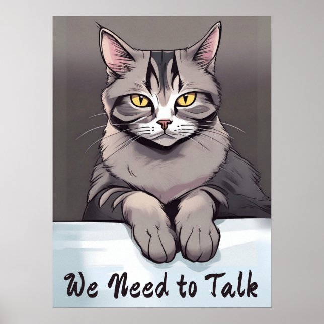 Poster Stern Tabby Cat exige uma palestra séria (Frente)