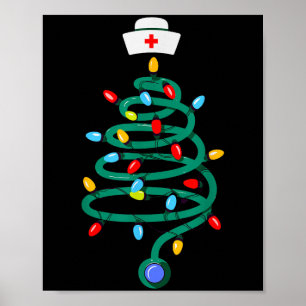 Poster Stethoscope Árvore de Natal Registrada Médica Enfe