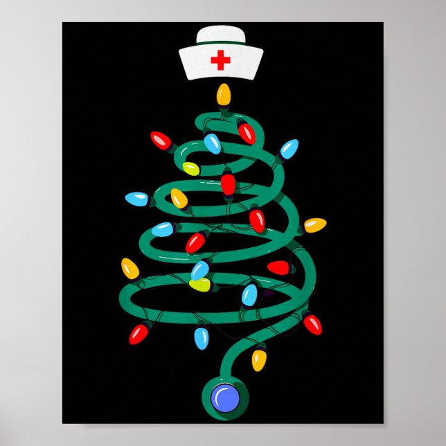 Poster Stethoscope Árvore de Natal Registrada Médica Enfe (Frente)