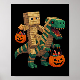 Poster Steve andando de Múmia Dinossauro T Rex Halloween 