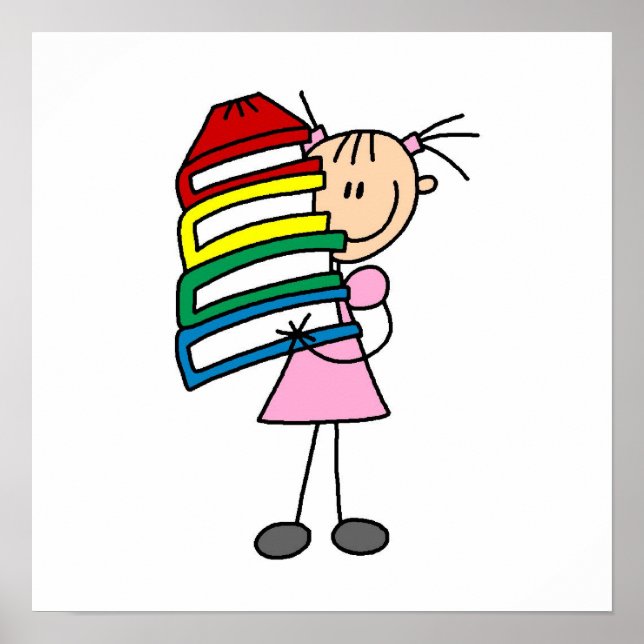 Póster Stick Girl With Books (Frente)
