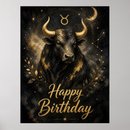 Poster Stier Happy Birthday Sternzeichen Design