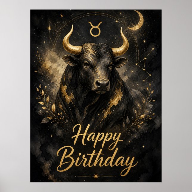 Poster Stier Happy Birthday Sternzeichen Design (Frente)