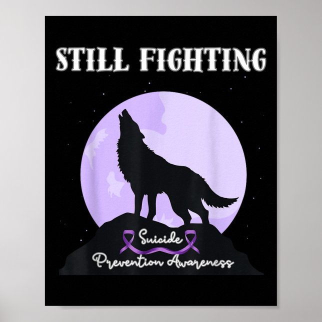 Poster Still Fighting Suicide Prevention Awareness Wolf  (Frente)
