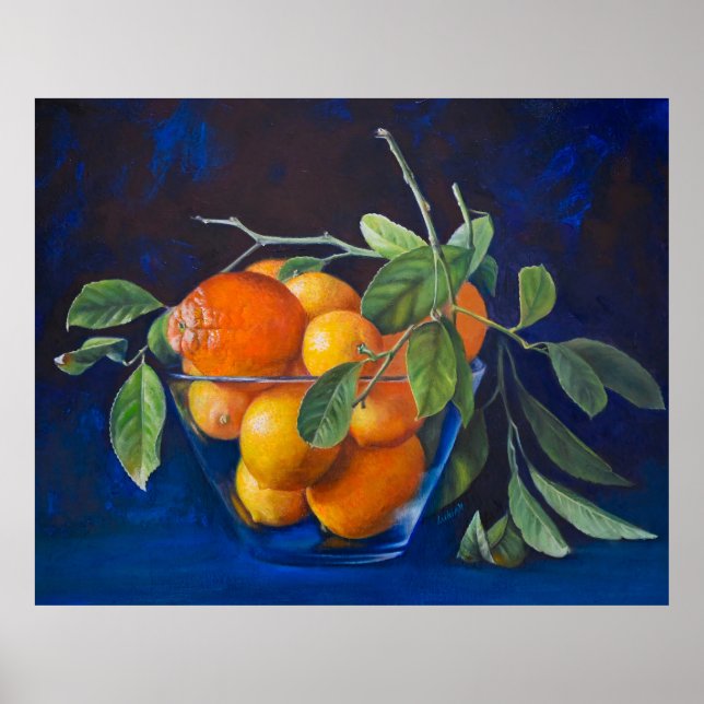 Poster Still Life with Lemons and Orange Branch (Frente)