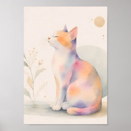 Poster Stille Katze im Mondlicht Druck