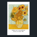 Poster Stilleben mit 12 Sonnenblumen de Vincent van Gogh<br><div class="desc">1888. Stilleben mit 12 Sonnenblumen ou Vase com 12 girassóis. Vincent Willem van Gogh foi um pintor impressionista poste de origem holandesa cujo trabalho - notável pela sua beleza áspera,  honestidade emocional e cor ousada - teve uma influência de grande alcance na arte do século 20.</div>