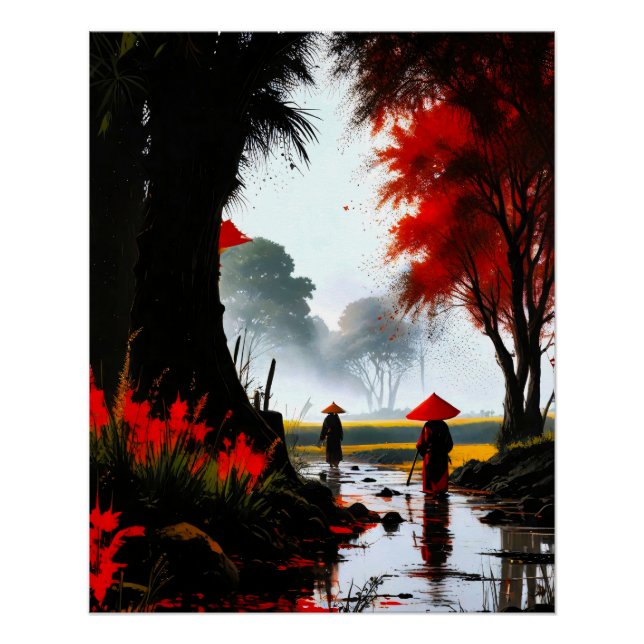 Póster Stiller Durchgang: Herbstlicher Bach in Vietnam (Frente)