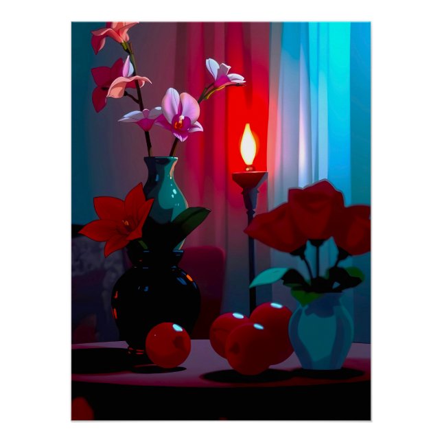 Póster Stillleben mit Blumen und Früchten (Frente)