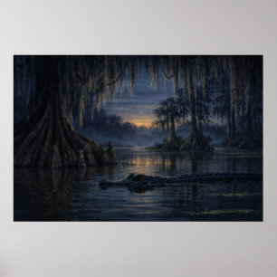 Poster Stillwater Gator Arte de Vida Selvagem do Bayou