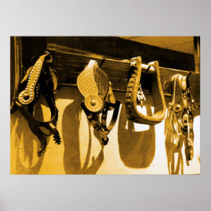 Poster Stirrups ocidentais do cavalo do vaqueiro & arte