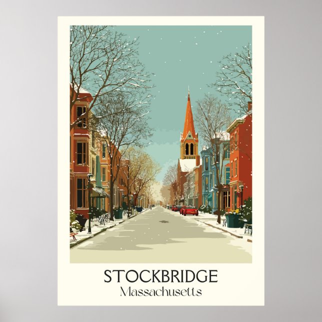 Poster Stockbridge MÃE Vintage Main Street Fall Art (Frente)